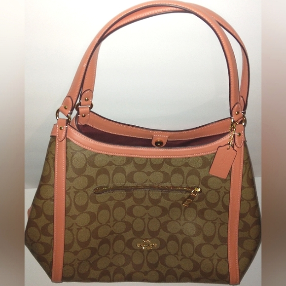 BRAND NEW~Spacious COACH Signature Canvas "KRISTY" 3 Section Shoulder/Satchel - Picture 10 of 16